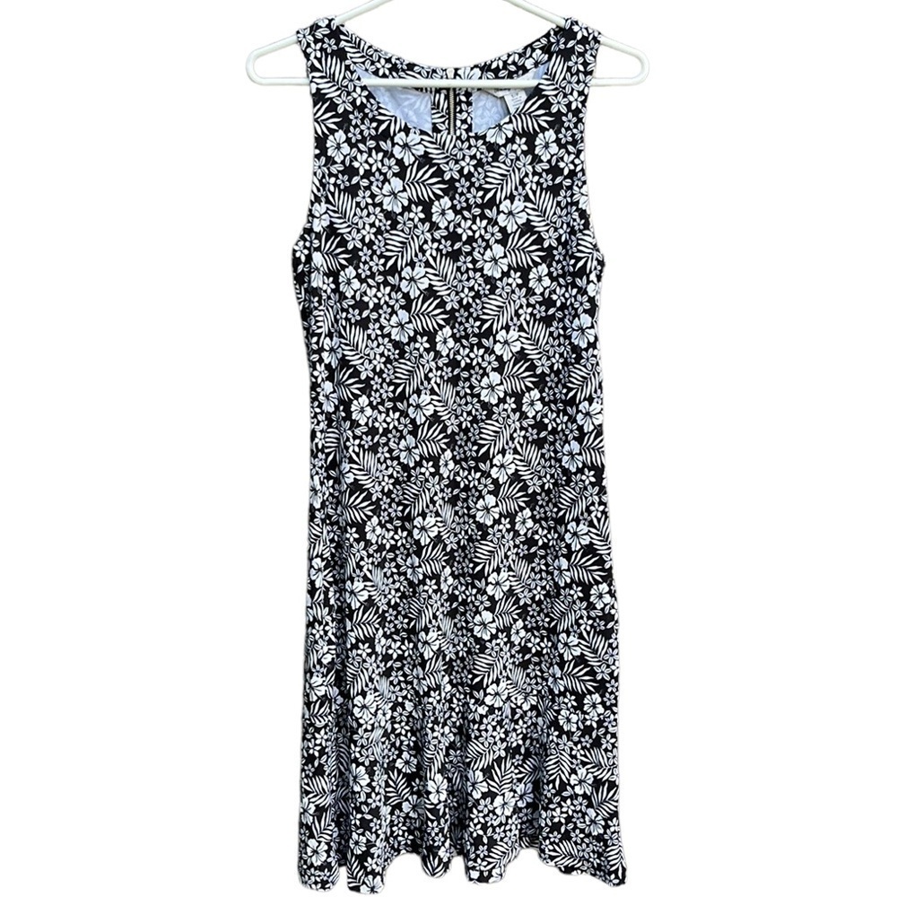 NWOT Tommy Bahama Tropical Floral Dress Sleeveless Black White Size Small